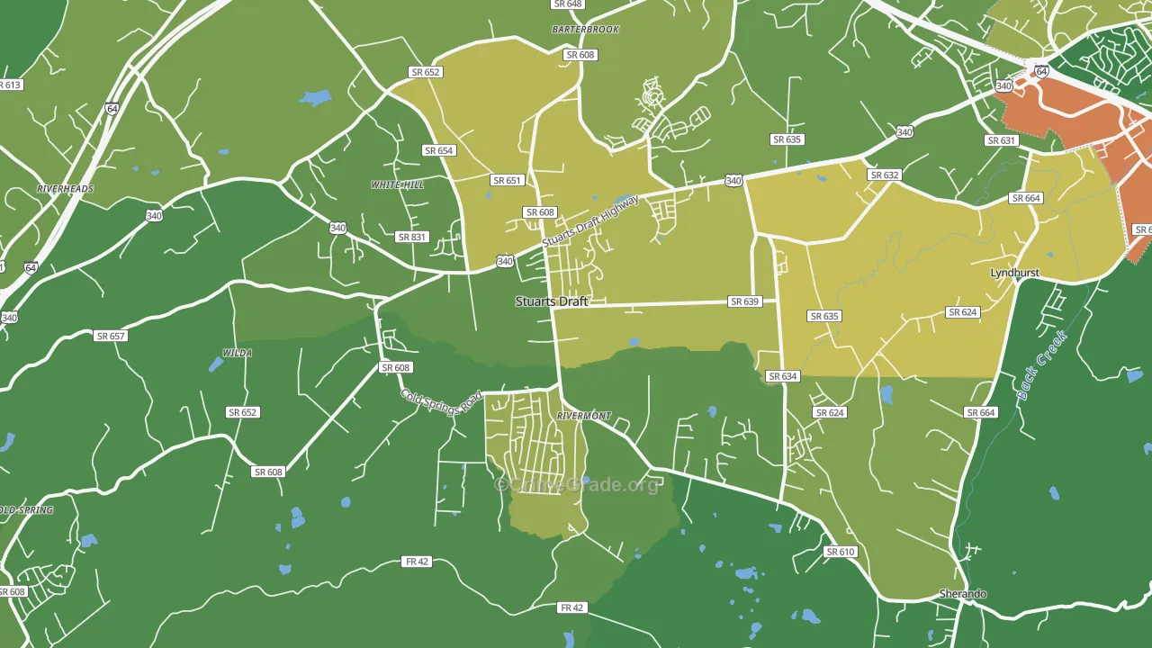 Stuarts Draft, VA Map of Vehicle Theft Rates
