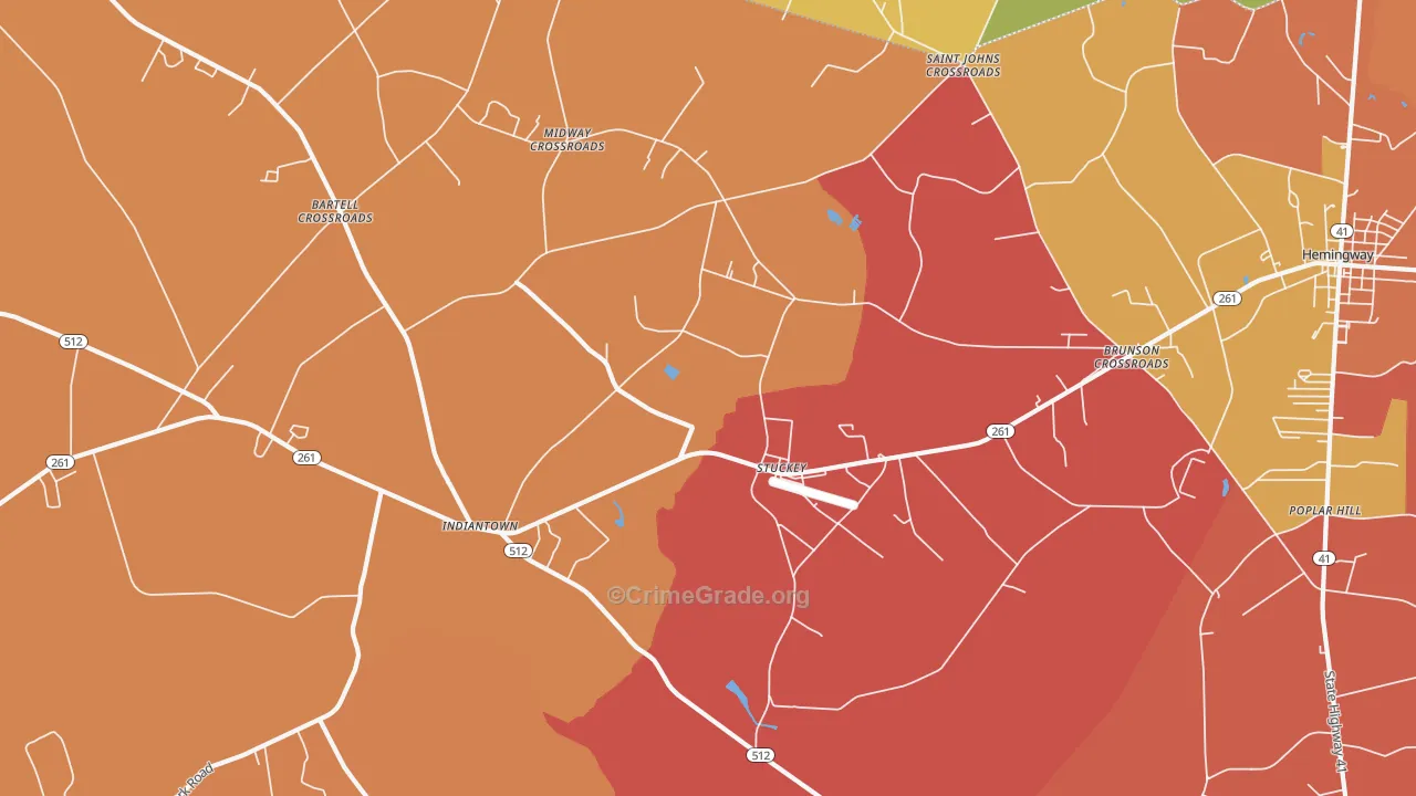 Stuckey, SC Map of Vehicle Theft Rates