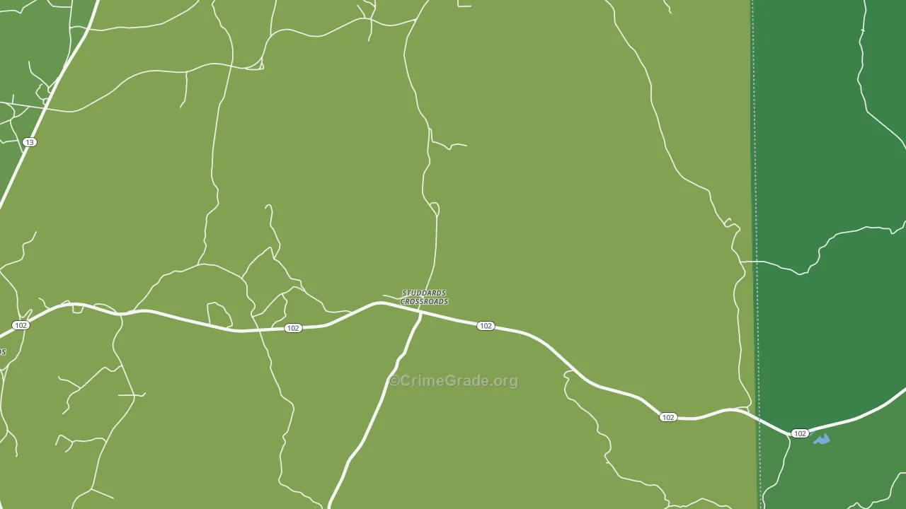Studdards Crossroads, AL Map of Vehicle Theft Rates