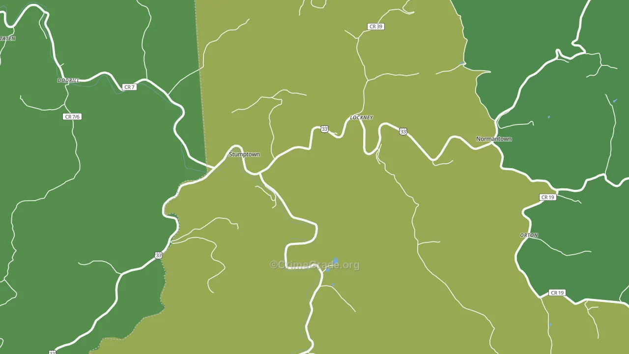 Stumptown, WV Map of Vehicle Theft Rates