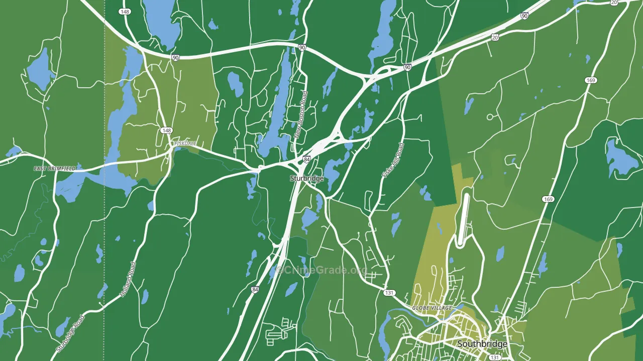 Sturbridge, MA Map of Vehicle Theft Rates