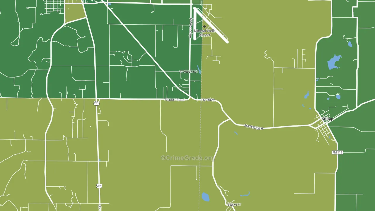 Sturdivant, TX Map of Vehicle Theft Rates