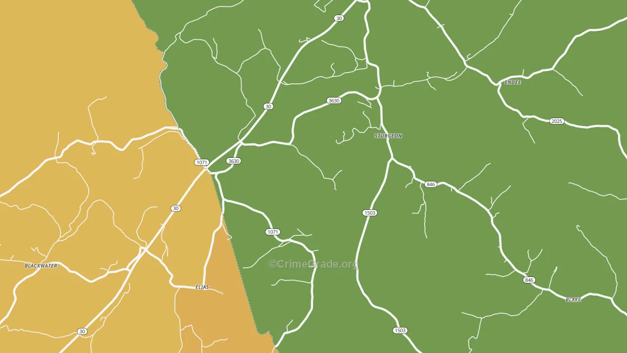 Sturgeon, KY Map of Vehicle Theft Rates