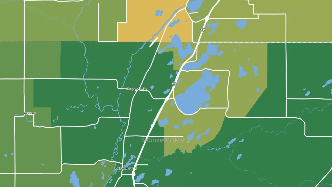 Sturgeon Lake, MN Map of Vehicle Theft Rates