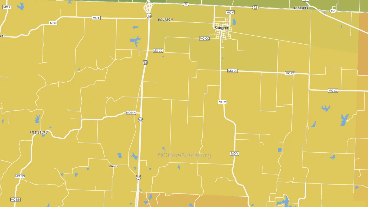Sturgeon, MO Map of Vehicle Theft Rates