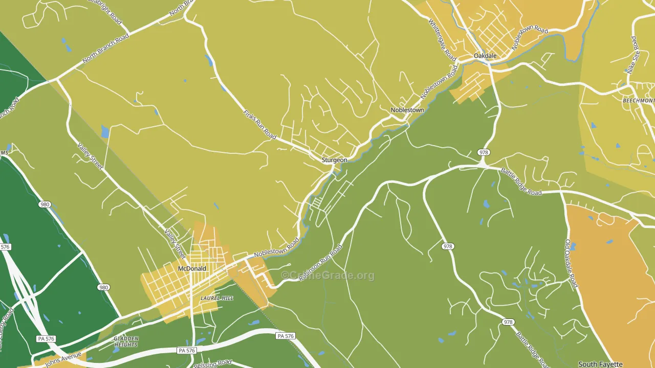 Sturgeon, PA Map of Vehicle Theft Rates
