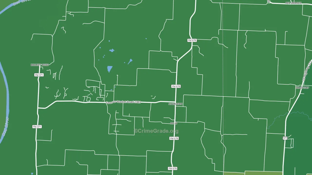 Sturgeon, TX Map of Vehicle Theft Rates