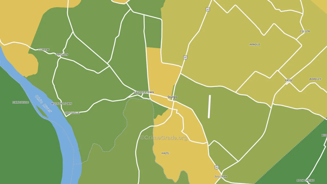 Sturgis, KY Map of Vehicle Theft Rates