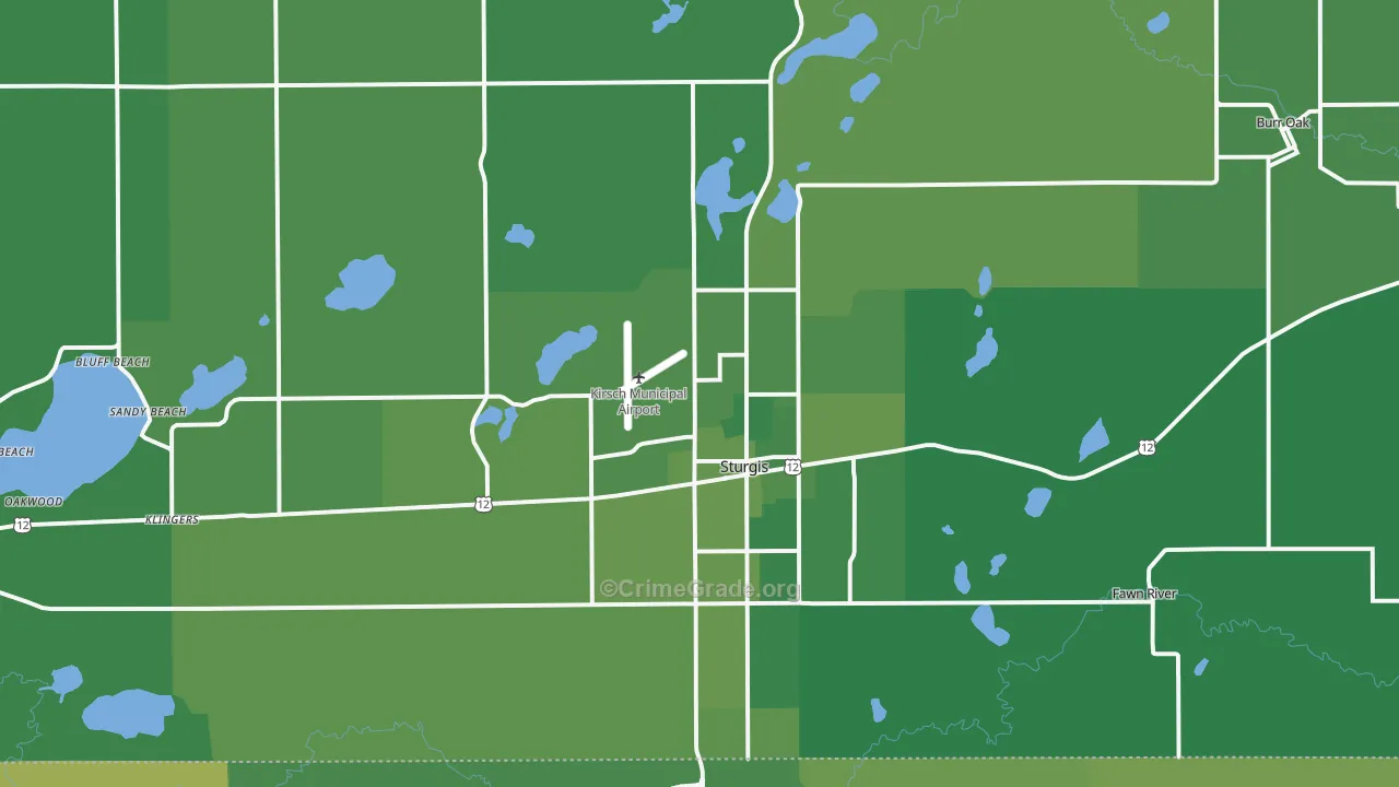 Sturgis, MI Map of Vehicle Theft Rates