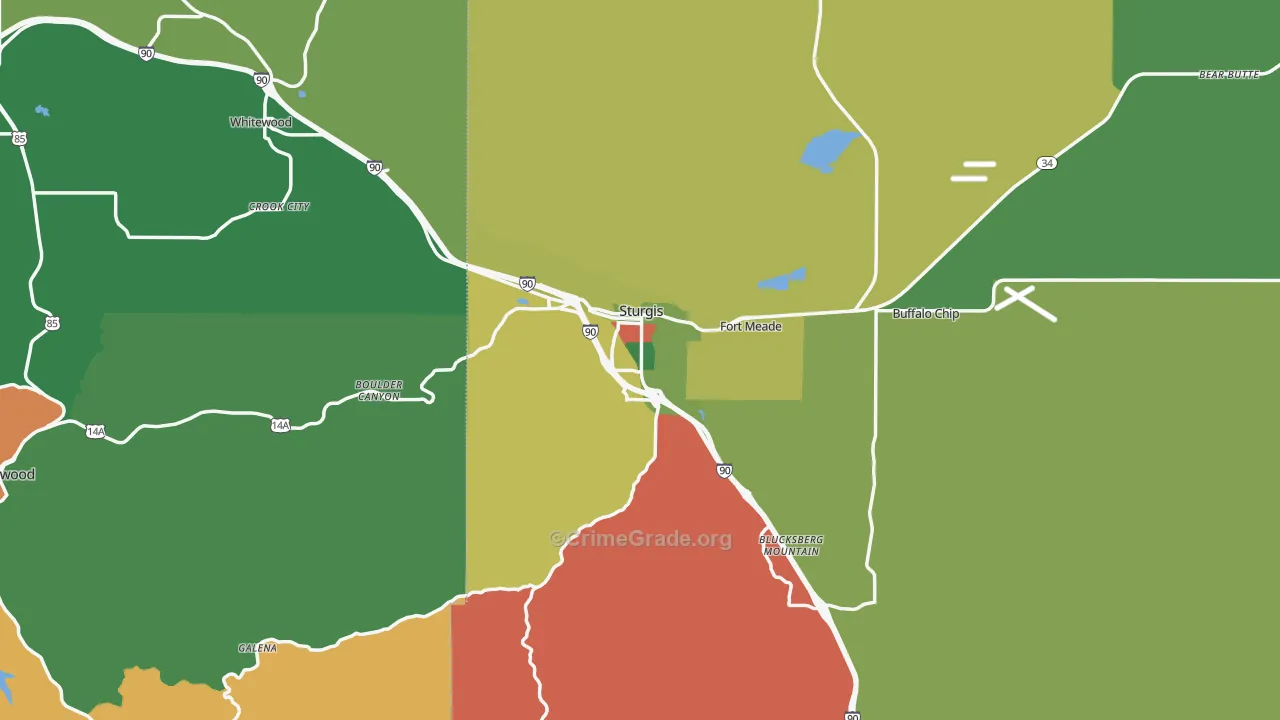 Sturgis, SD Map of Vehicle Theft Rates