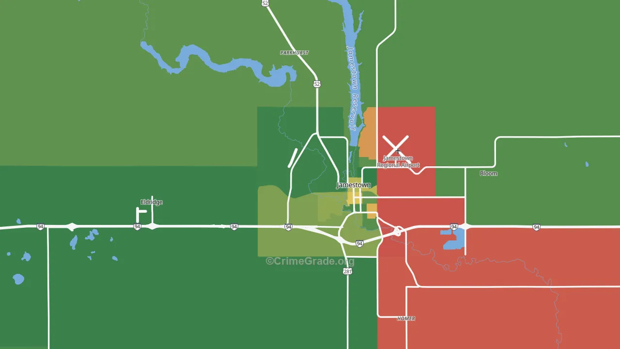 Stutsman County, ND Map of Vehicle Theft Rates
