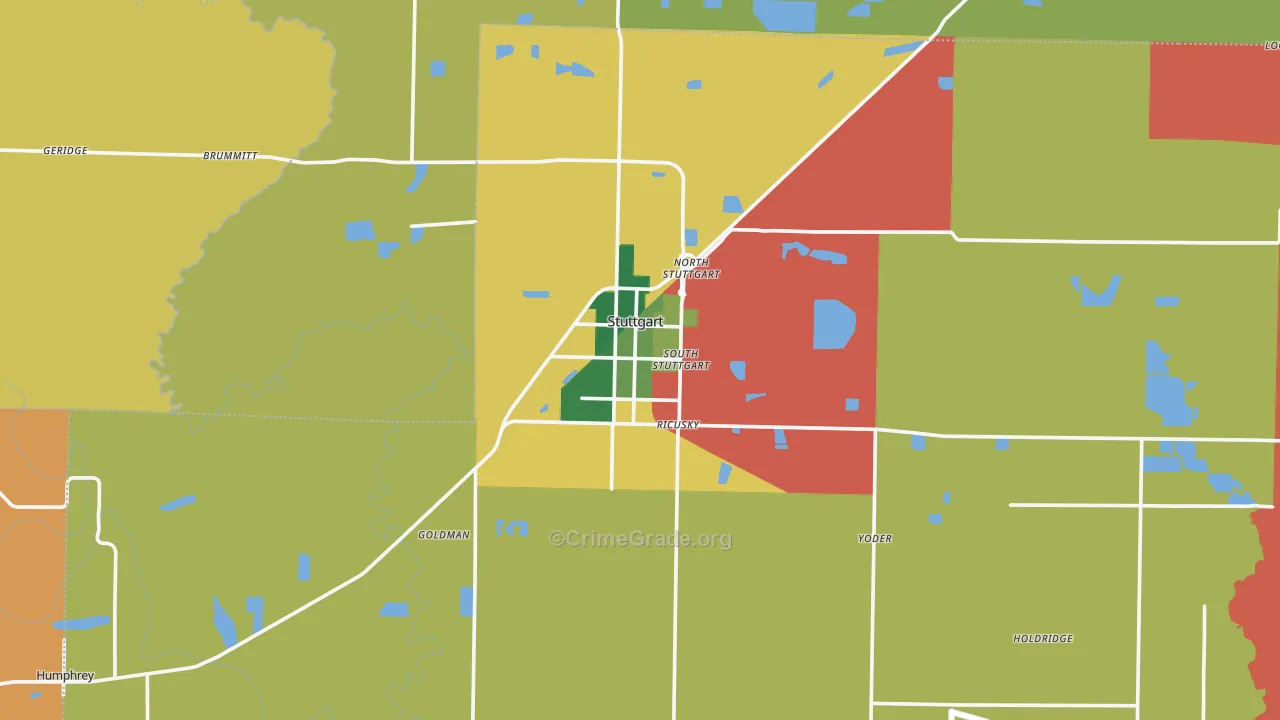 Stuttgart, AR Map of Vehicle Theft Rates