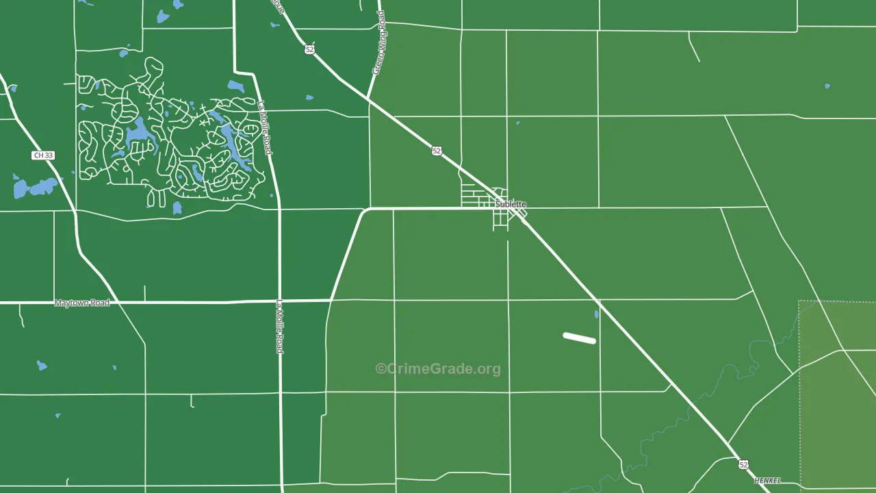 Sublette, IL Map of Vehicle Theft Rates