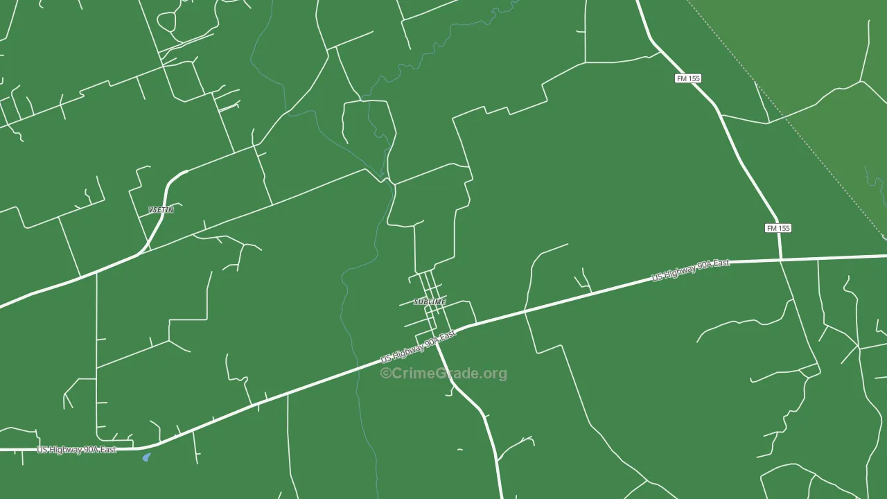 Sublime, TX Map of Vehicle Theft Rates