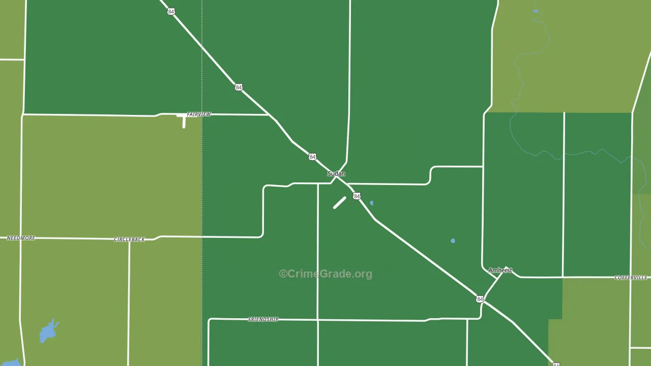 Sudan, TX Map of Vehicle Theft Rates