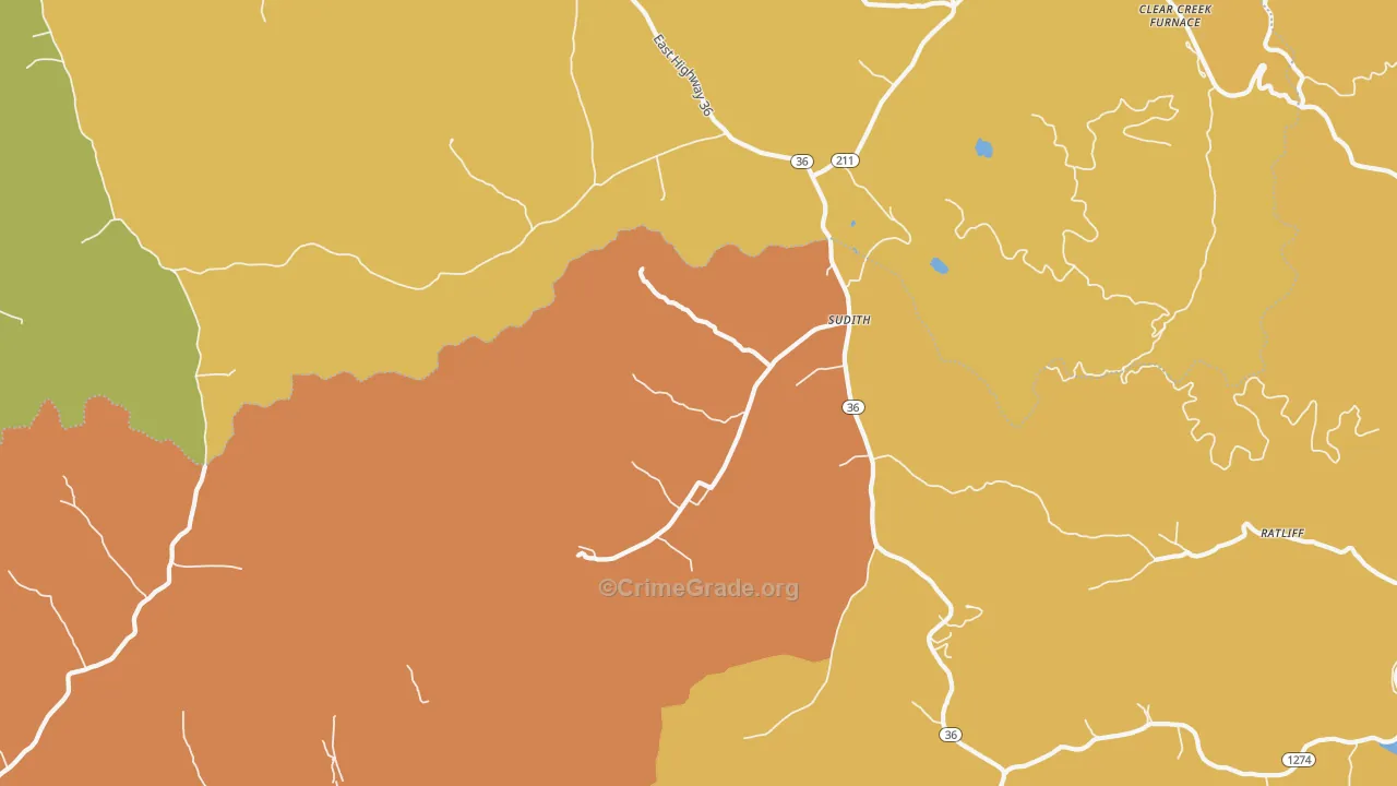 Sudith, KY Map of Vehicle Theft Rates