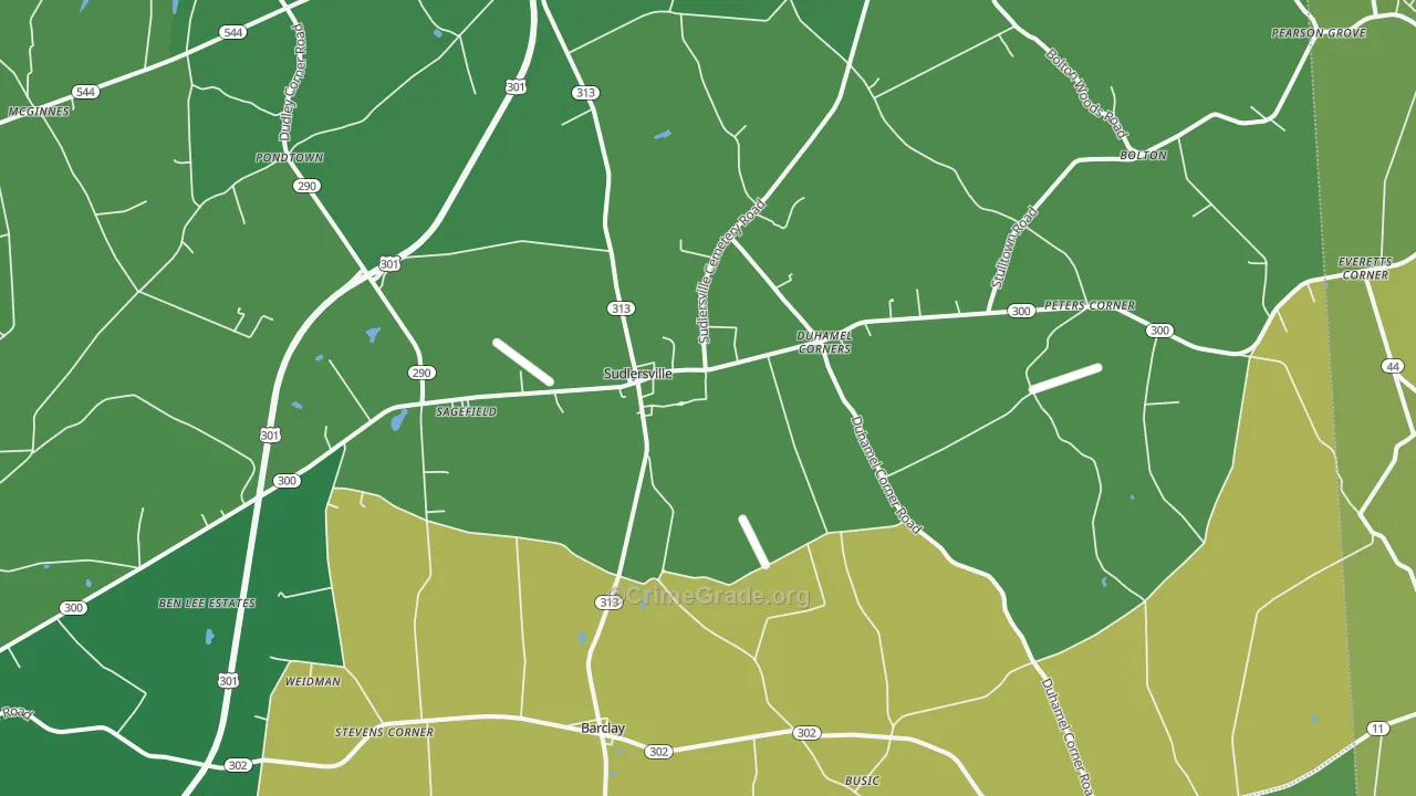 Sudlersville, MD Map of Vehicle Theft Rates