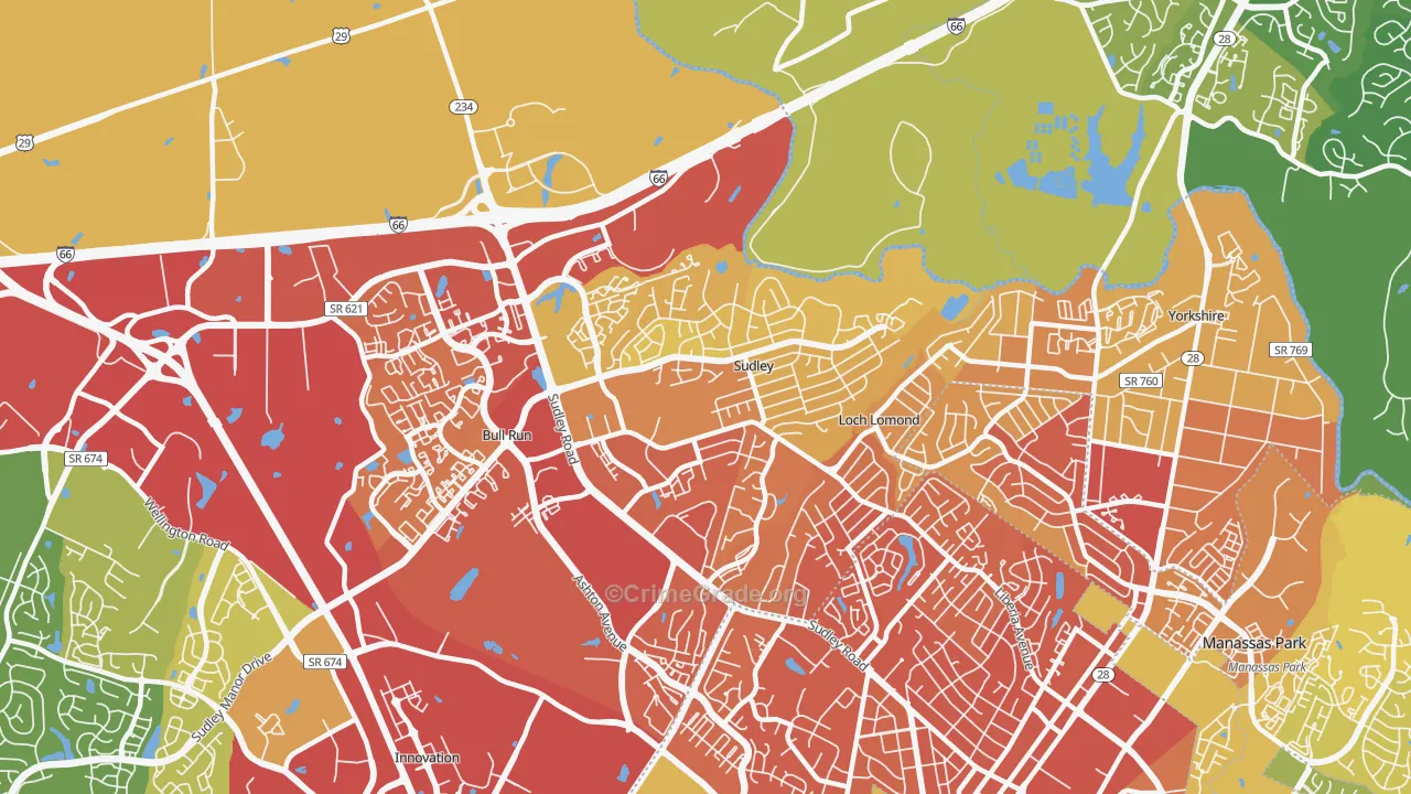 Sudley, VA Map of Vehicle Theft Rates