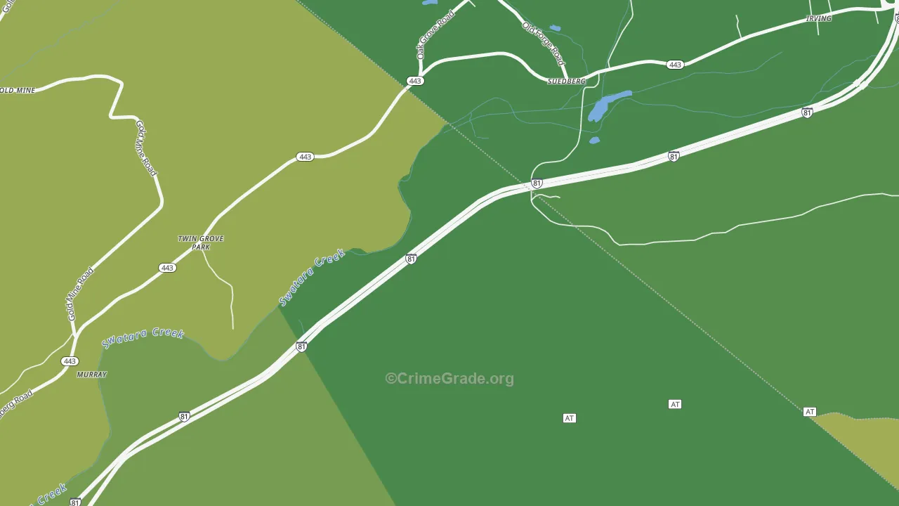 Suedburg, PA Map of Vehicle Theft Rates