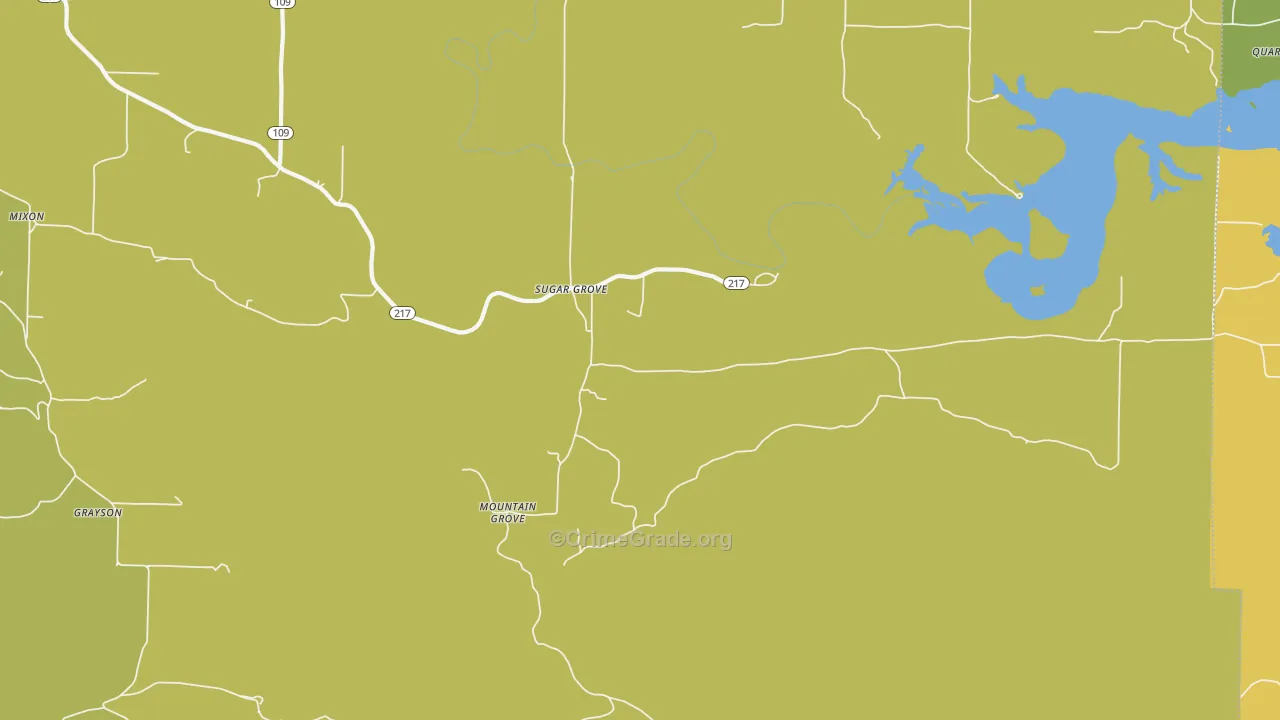 Sugar Grove, AR Map of Vehicle Theft Rates