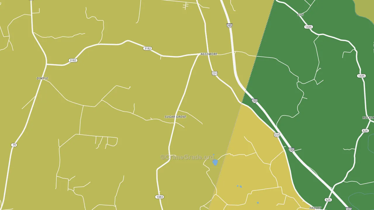 Sugar Grove, KY Map of Vehicle Theft Rates