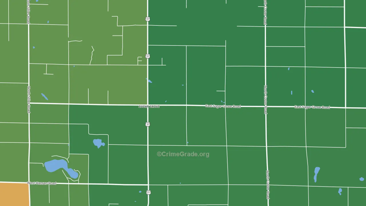 Sugar Grove, MI Map of Vehicle Theft Rates