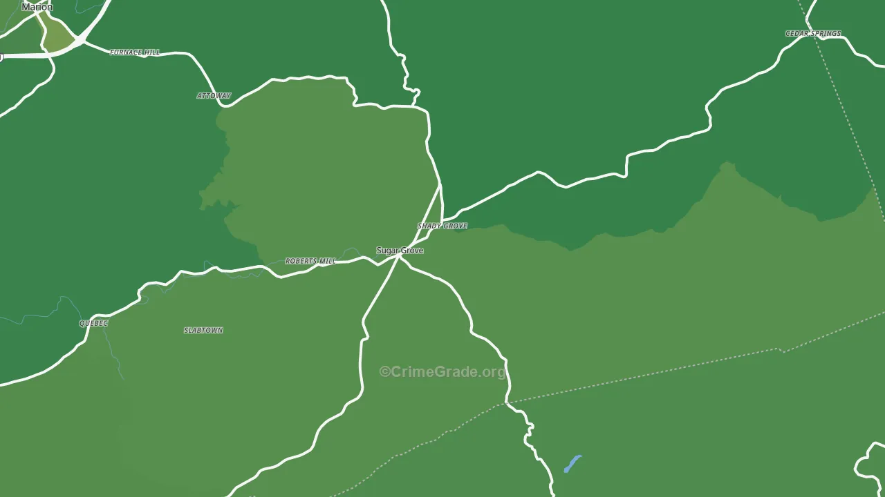 Sugar Grove, VA Map of Vehicle Theft Rates