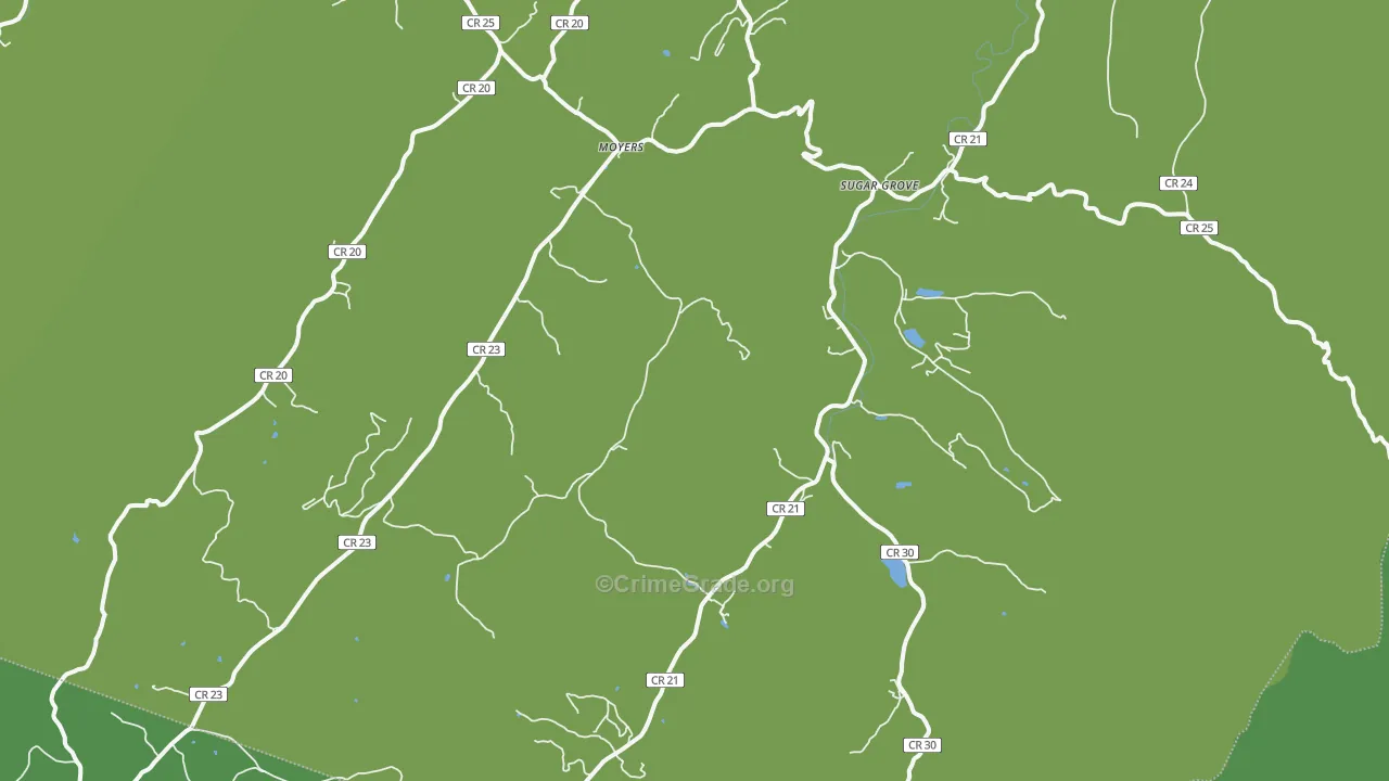 Sugar Grove, WV Map of Vehicle Theft Rates