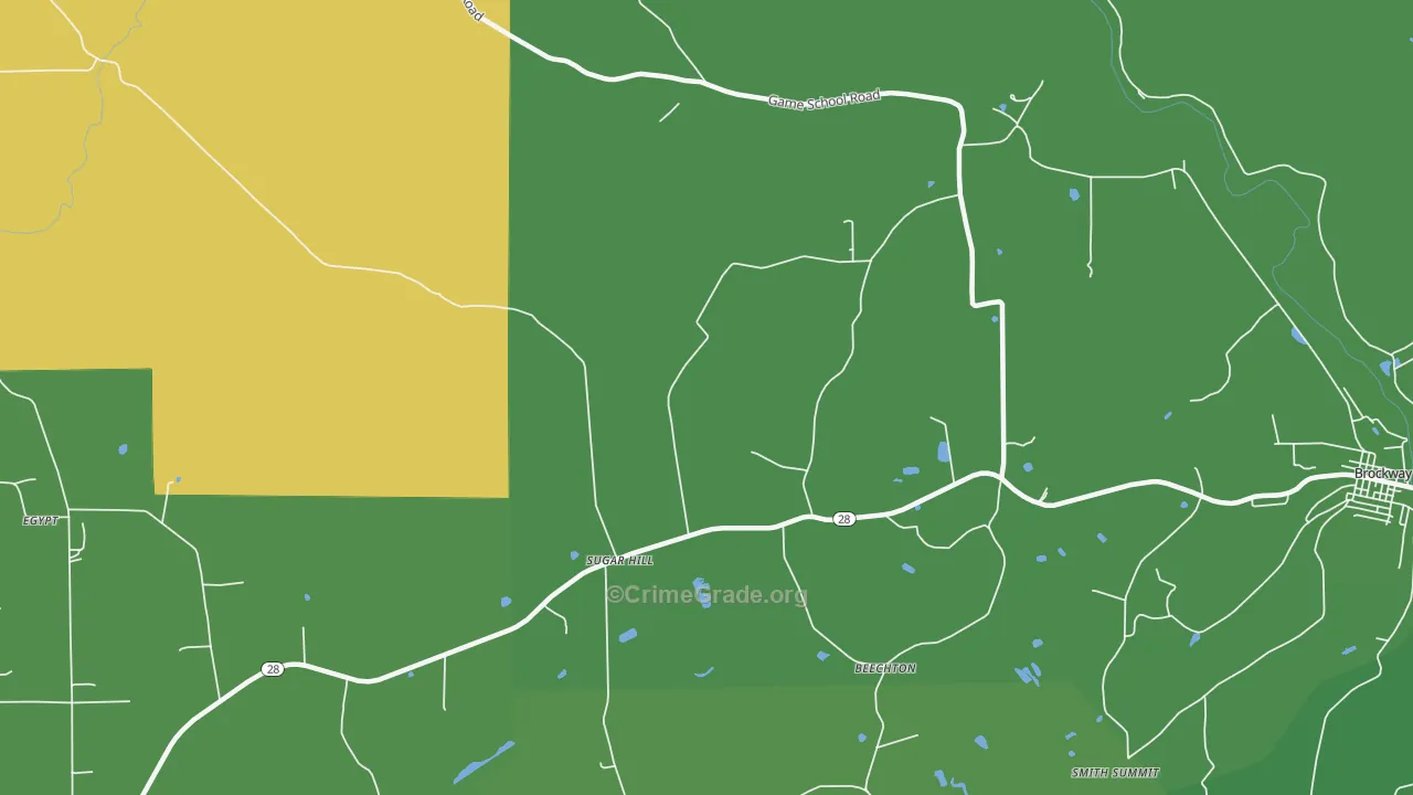 Sugar Hill, PA Map of Vehicle Theft Rates