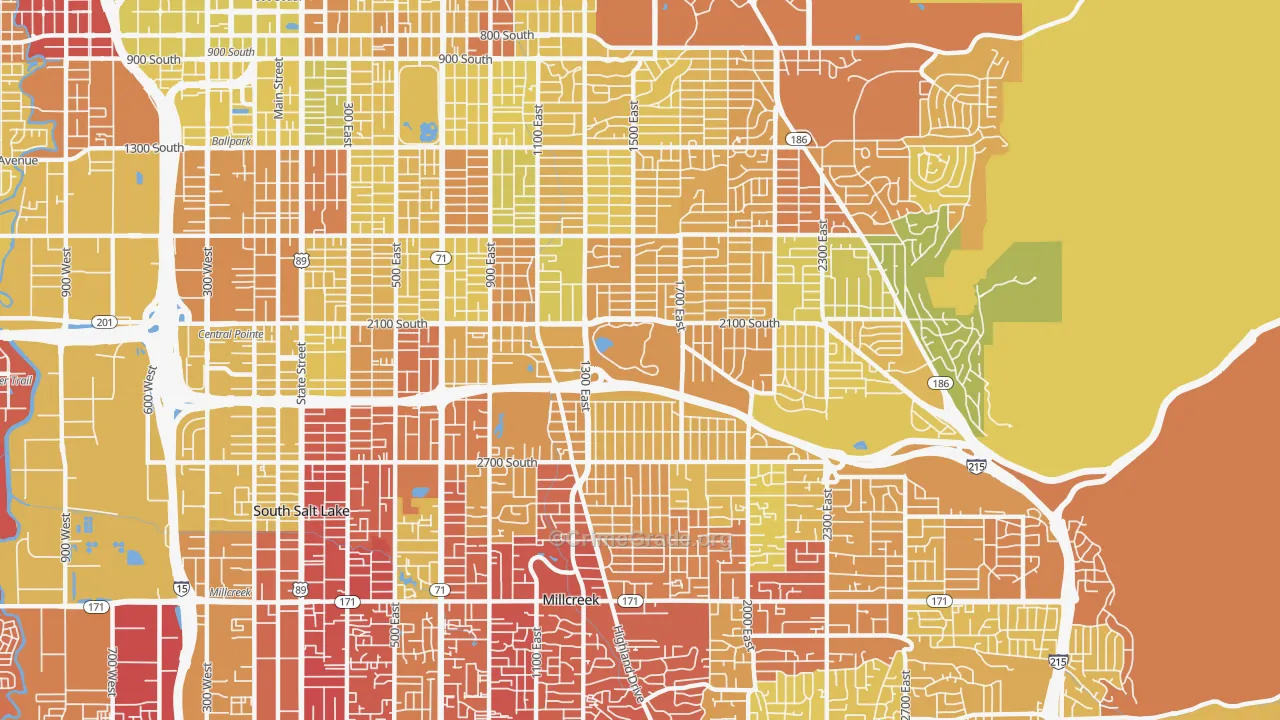 Sugar House, Salt Lake City, UT Map of Vehicle Theft Rates