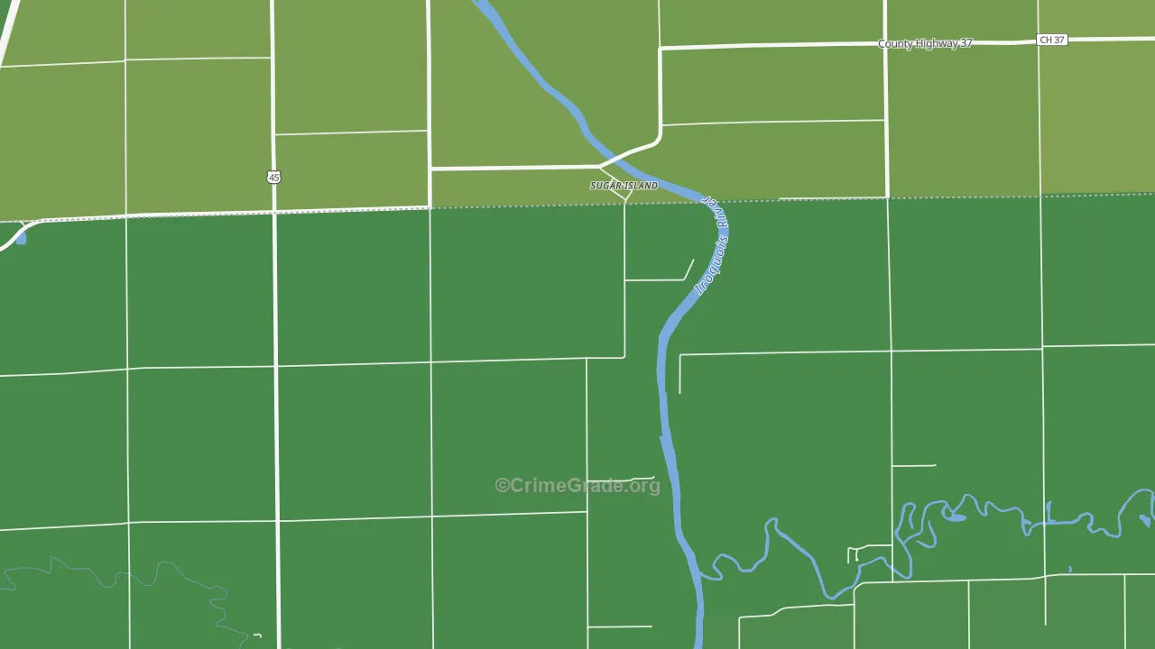 Sugar Island, IL Map of Vehicle Theft Rates