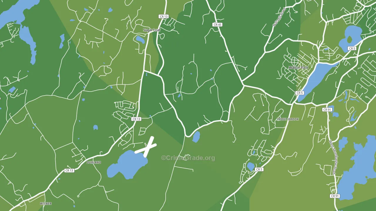 Sugar Loaf, NY Map of Vehicle Theft Rates
