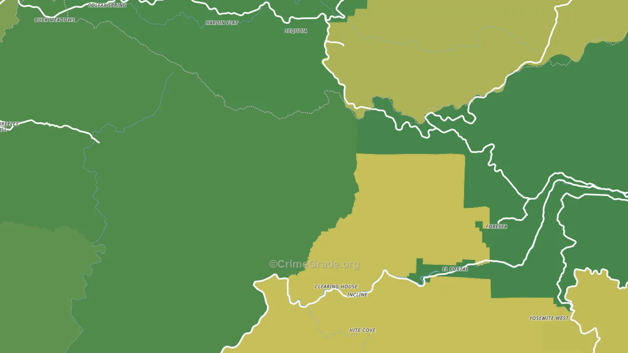 Sugar Pine, CA Map of Vehicle Theft Rates