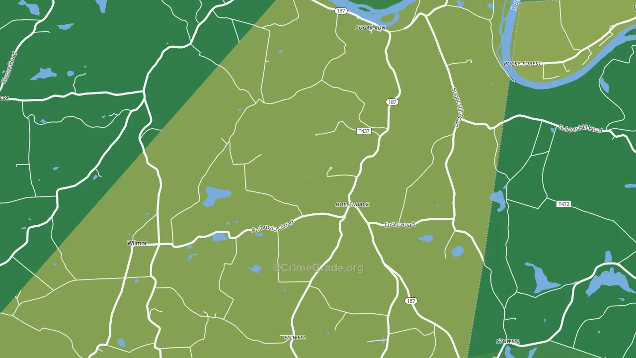 Sugar Run, PA Map of Vehicle Theft Rates