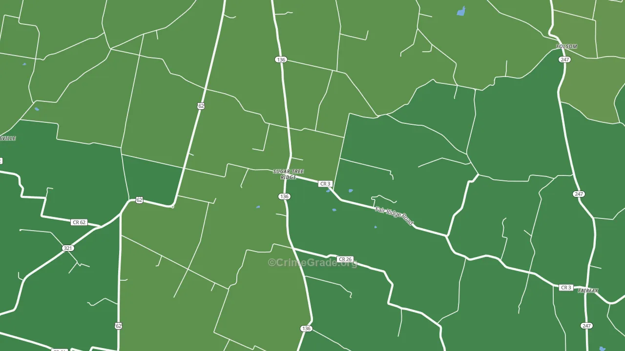 Sugar Tree Ridge, OH Map of Vehicle Theft Rates