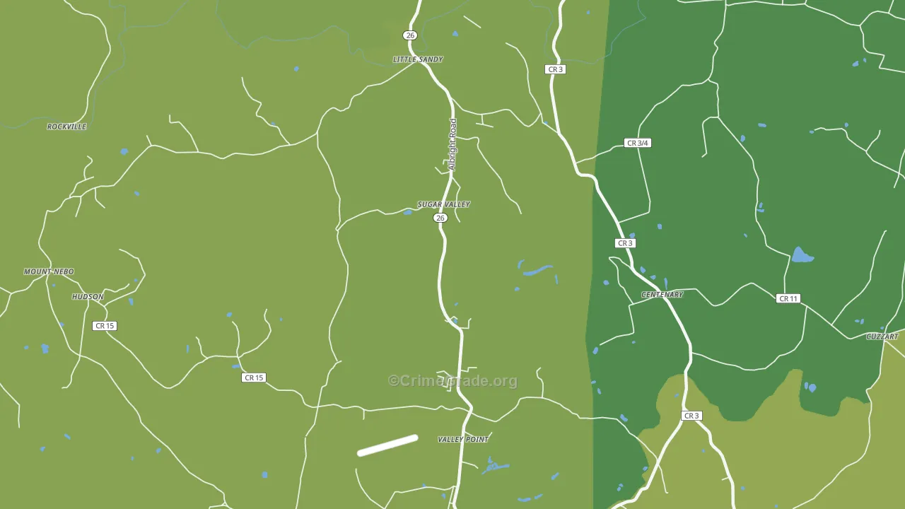 Sugar Valley, WV Map of Vehicle Theft Rates