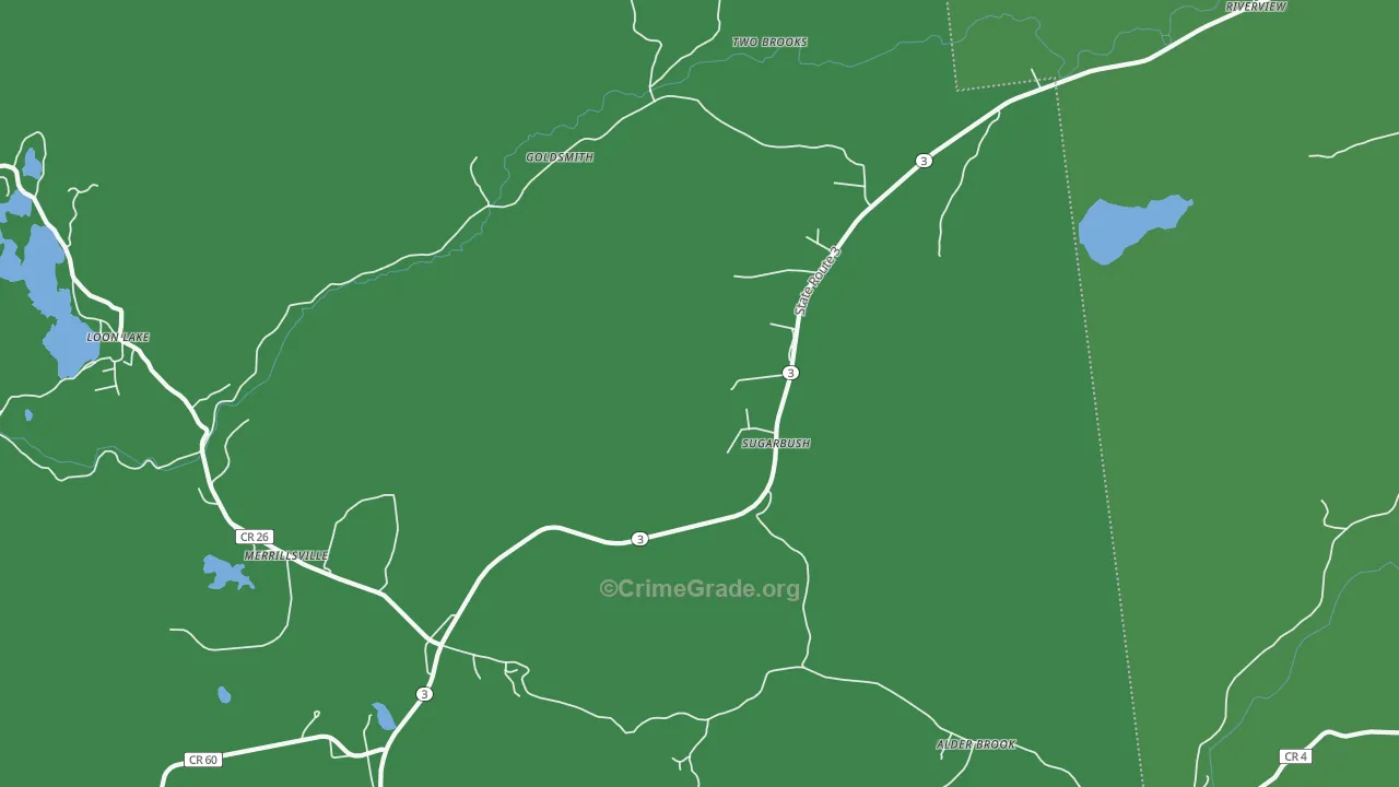 Sugarbush, NY Map of Vehicle Theft Rates
