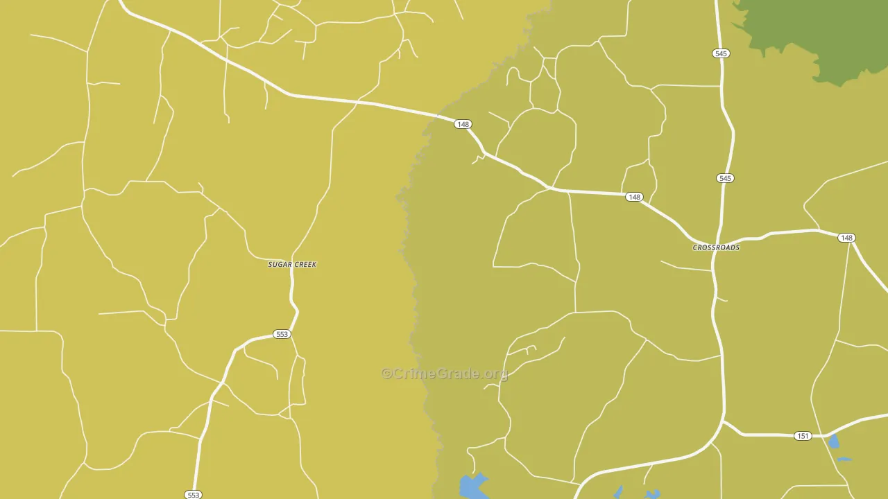 Sugarcreek, LA Map of Vehicle Theft Rates