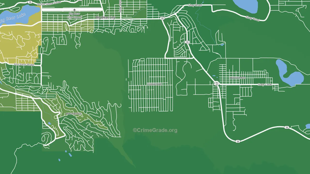 Sugarloaf, CA Map of Vehicle Theft Rates
