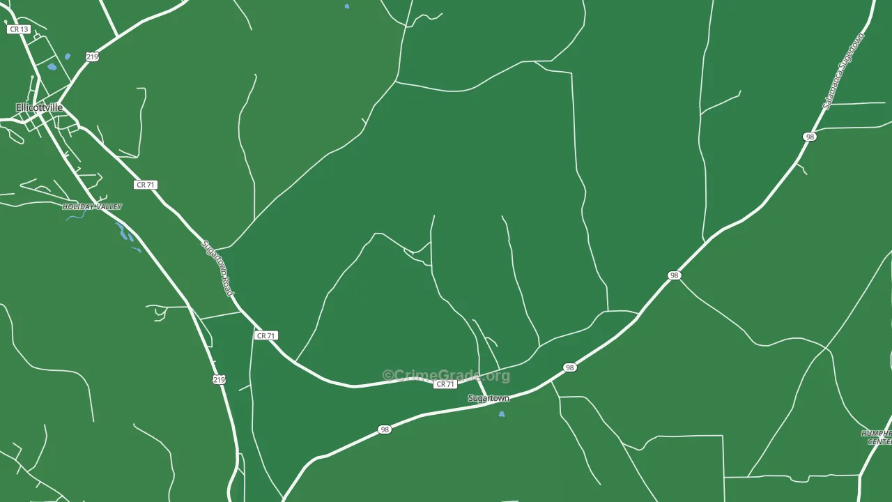 Sugartown, NY Map of Vehicle Theft Rates