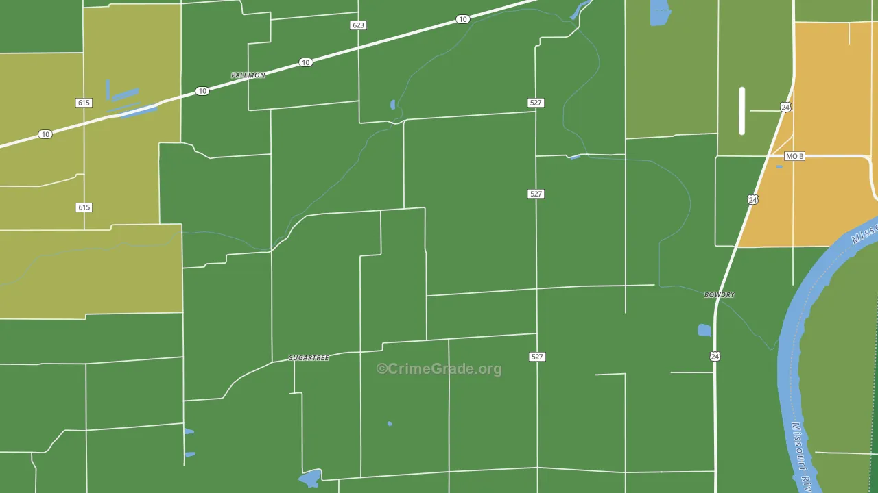 Sugartree, MO Map of Vehicle Theft Rates