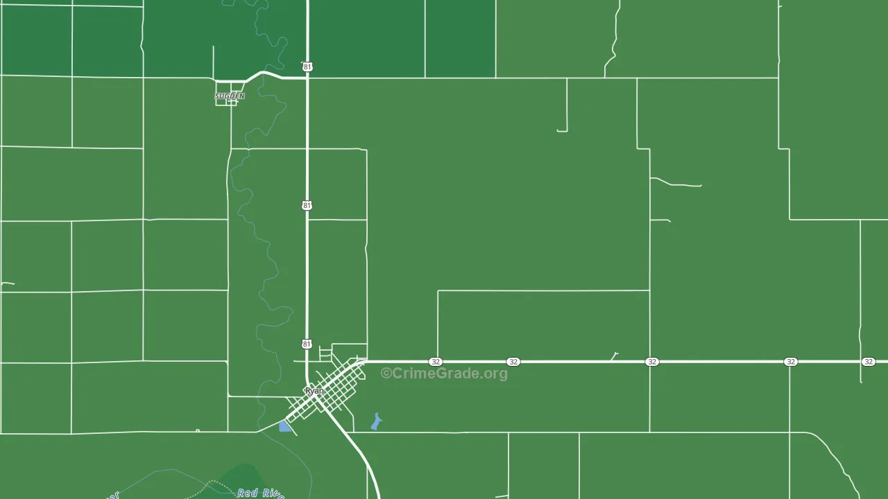 Sugden, OK Map of Vehicle Theft Rates