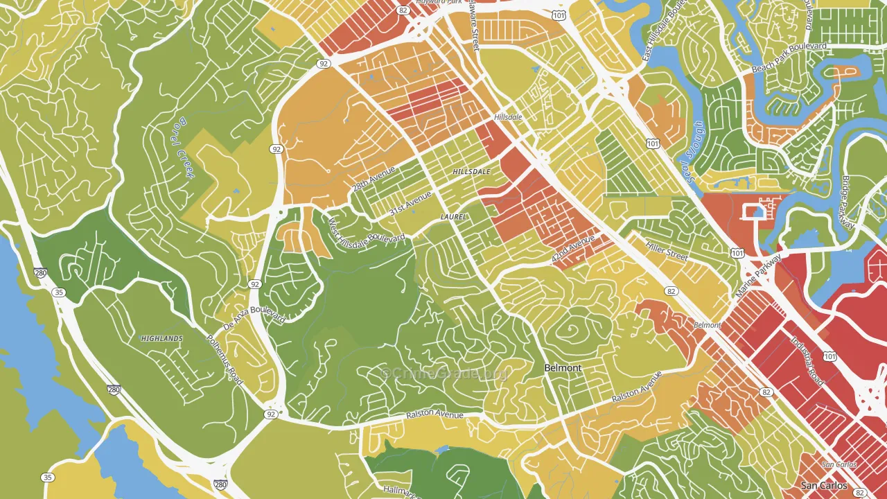 Sugerloaf, San Mateo, CA Map of Vehicle Theft Rates