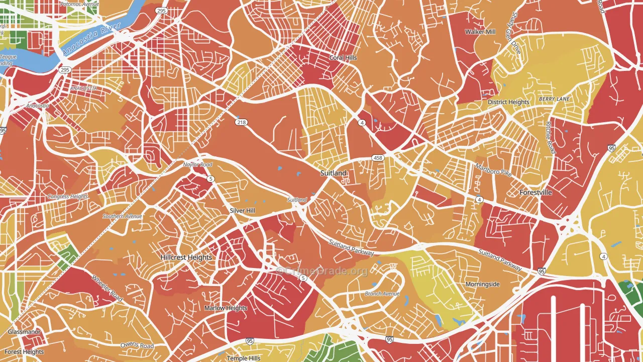 Suitland, MD Map of Vehicle Theft Rates