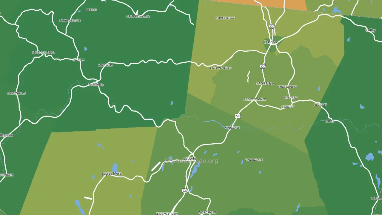 Sullivan County, PA Map of Vehicle Theft Rates