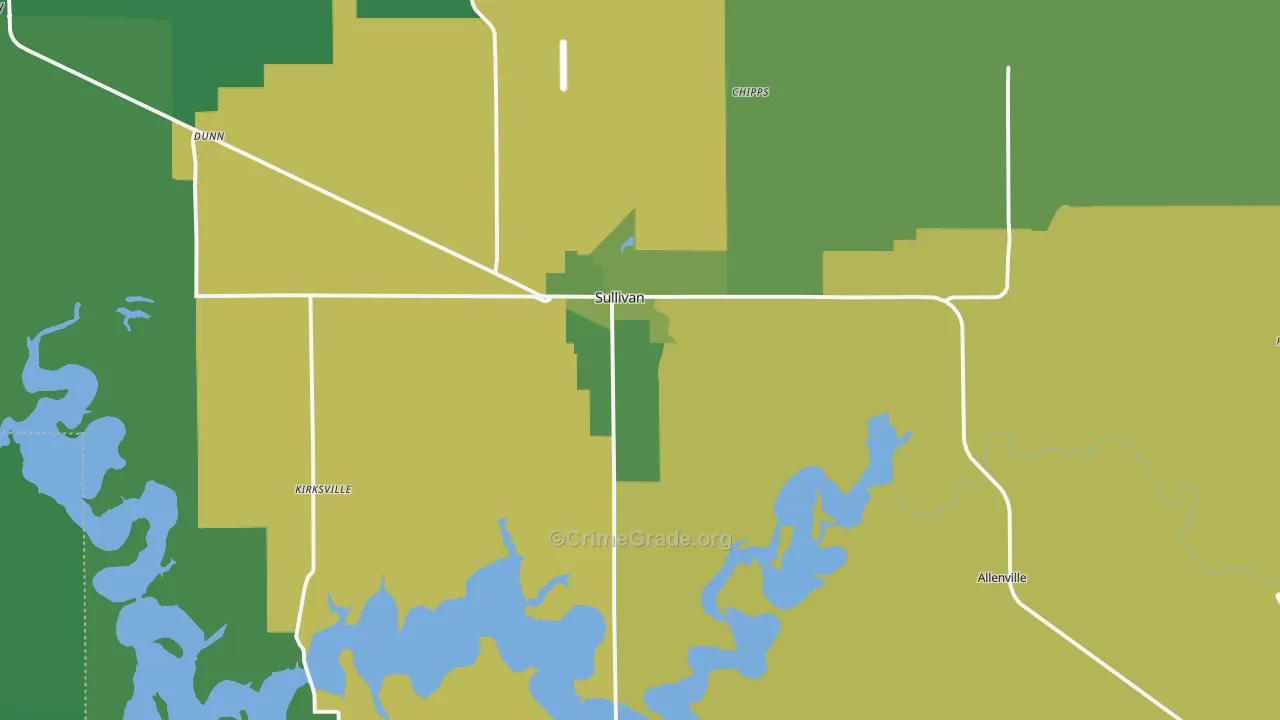Sullivan, IL Map of Vehicle Theft Rates