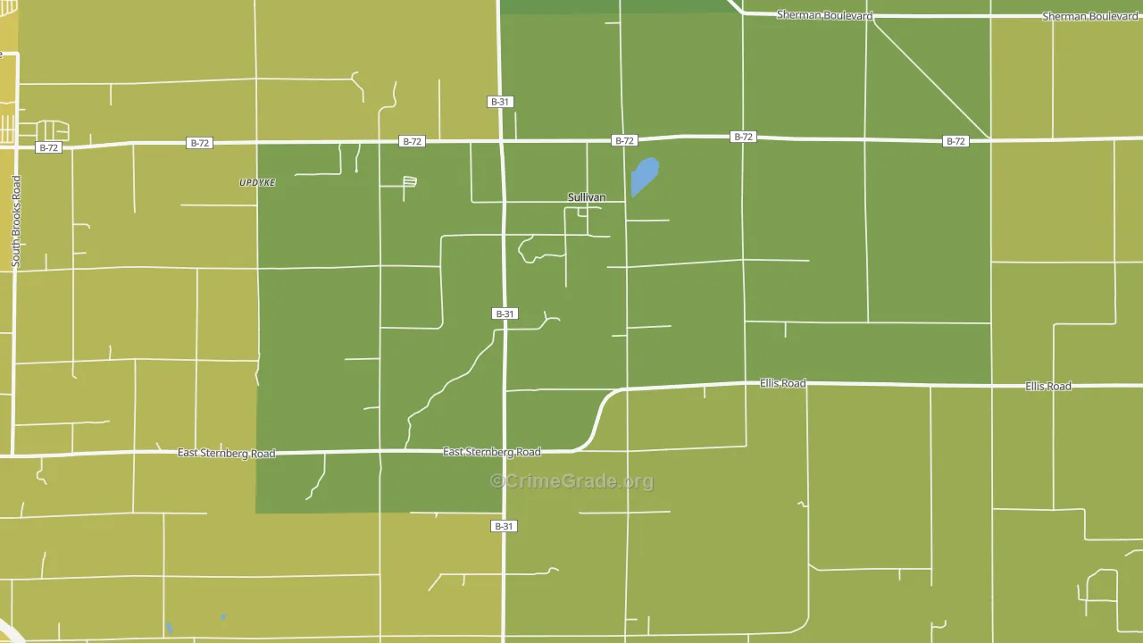 Sullivan, MI Map of Vehicle Theft Rates