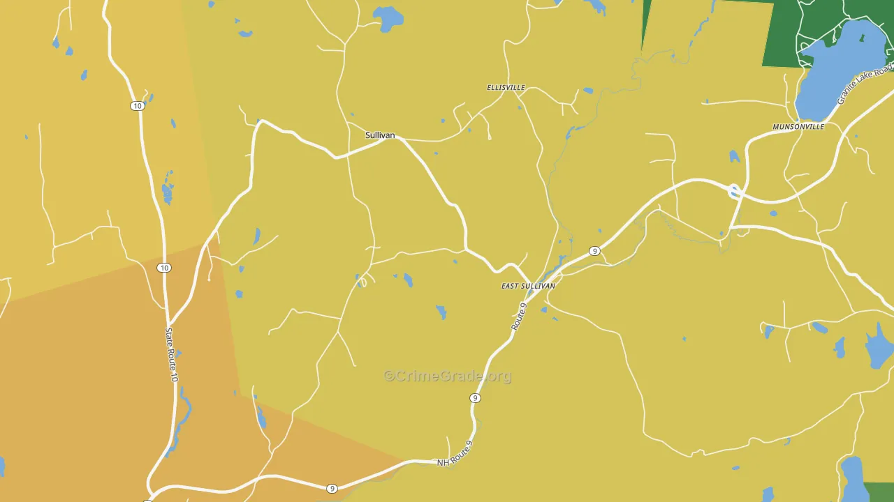 Sullivan, NH Map of Vehicle Theft Rates