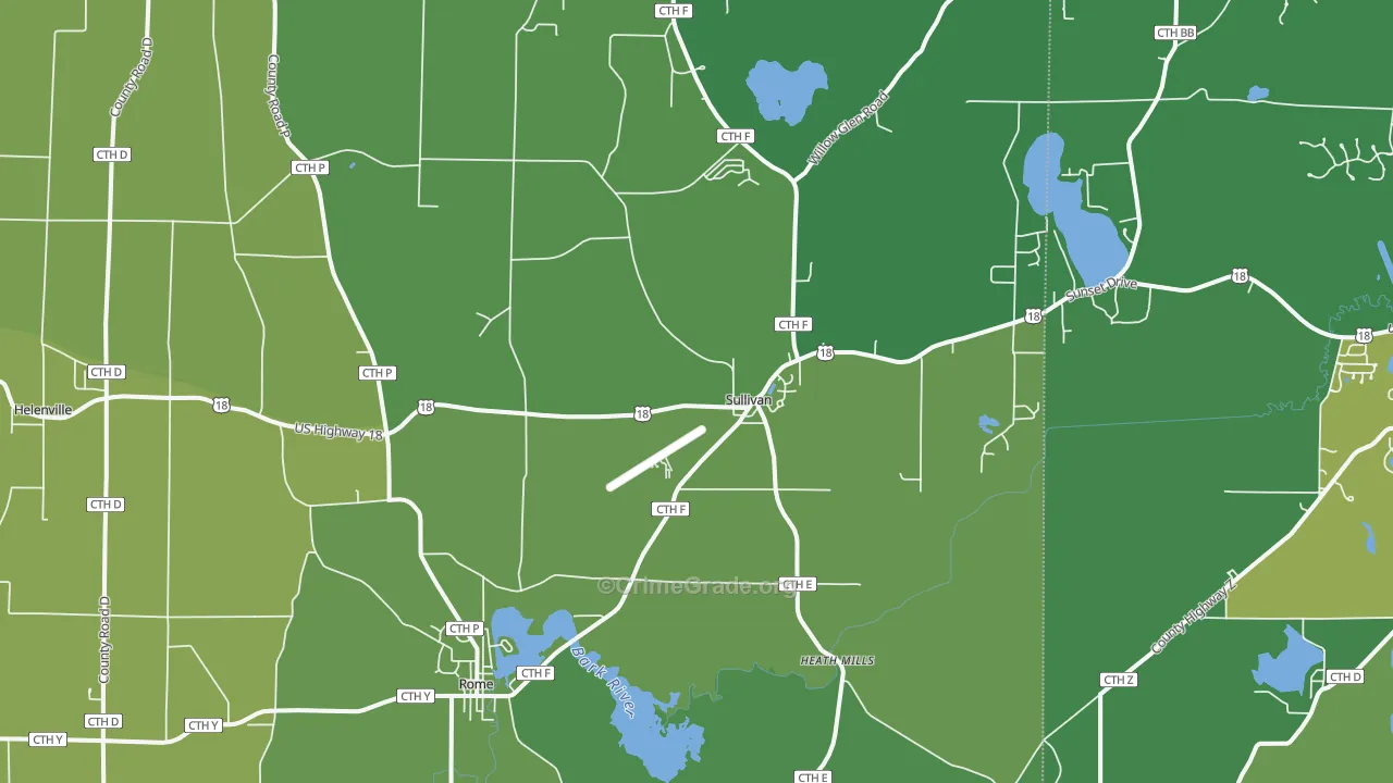 Sullivan, WI Map of Vehicle Theft Rates