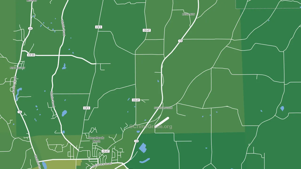 Sullivanville, NY Map of Vehicle Theft Rates